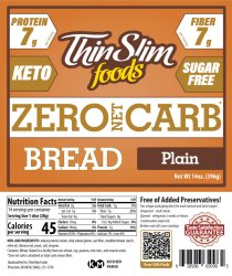 ThinSlim Foods Zero Net Carb Bread Plain | Keto Bread | Low Carb Bread