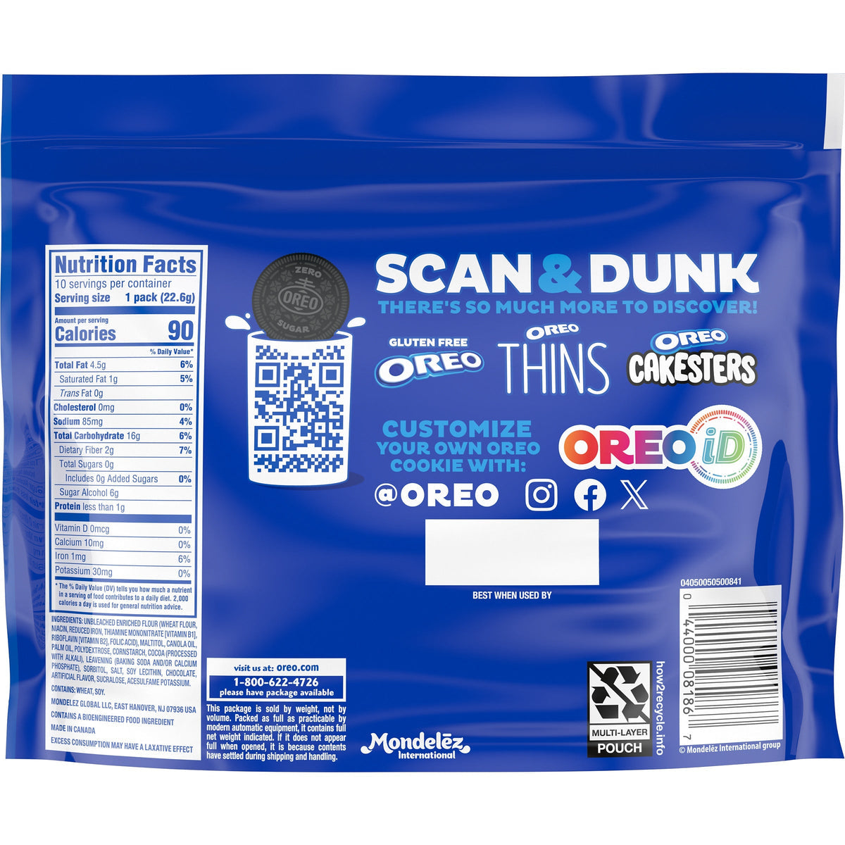 OREO Zero Sugar Sandwich Cookies, 8 oz - Chocolate