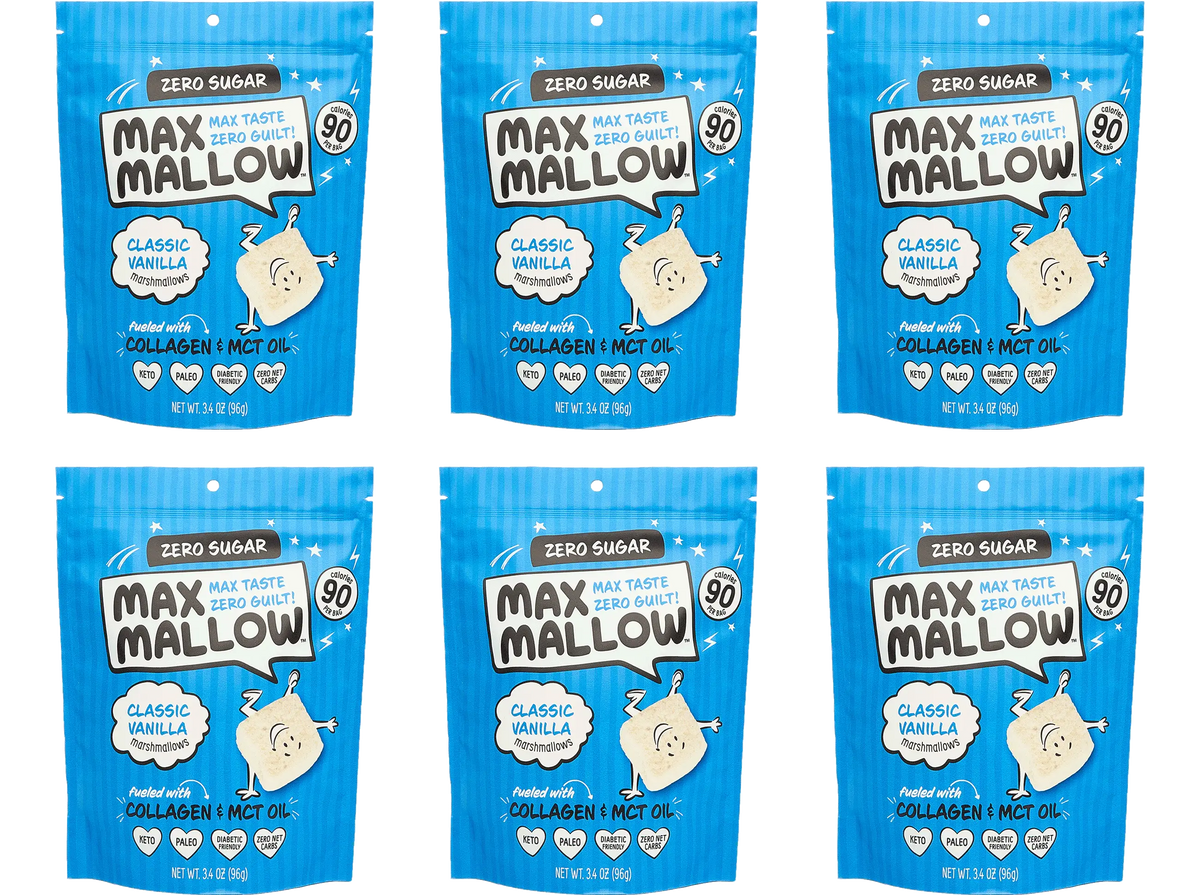 Know Brainer Foods Max Mallow Sugar Free Marshmallows - Classic Vanilla 6-Pack