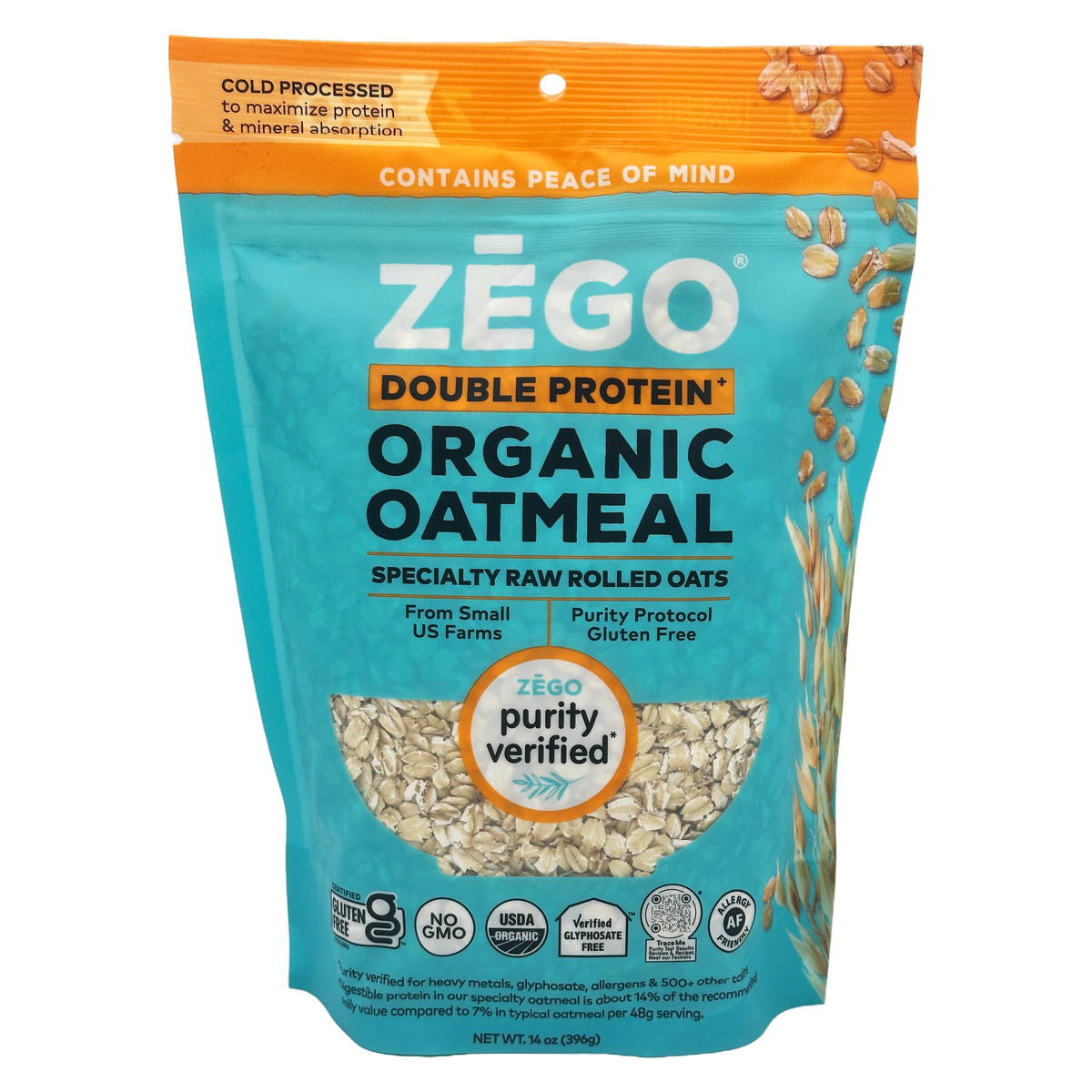 Zego Organic Double Protein Oats 14oz Bag