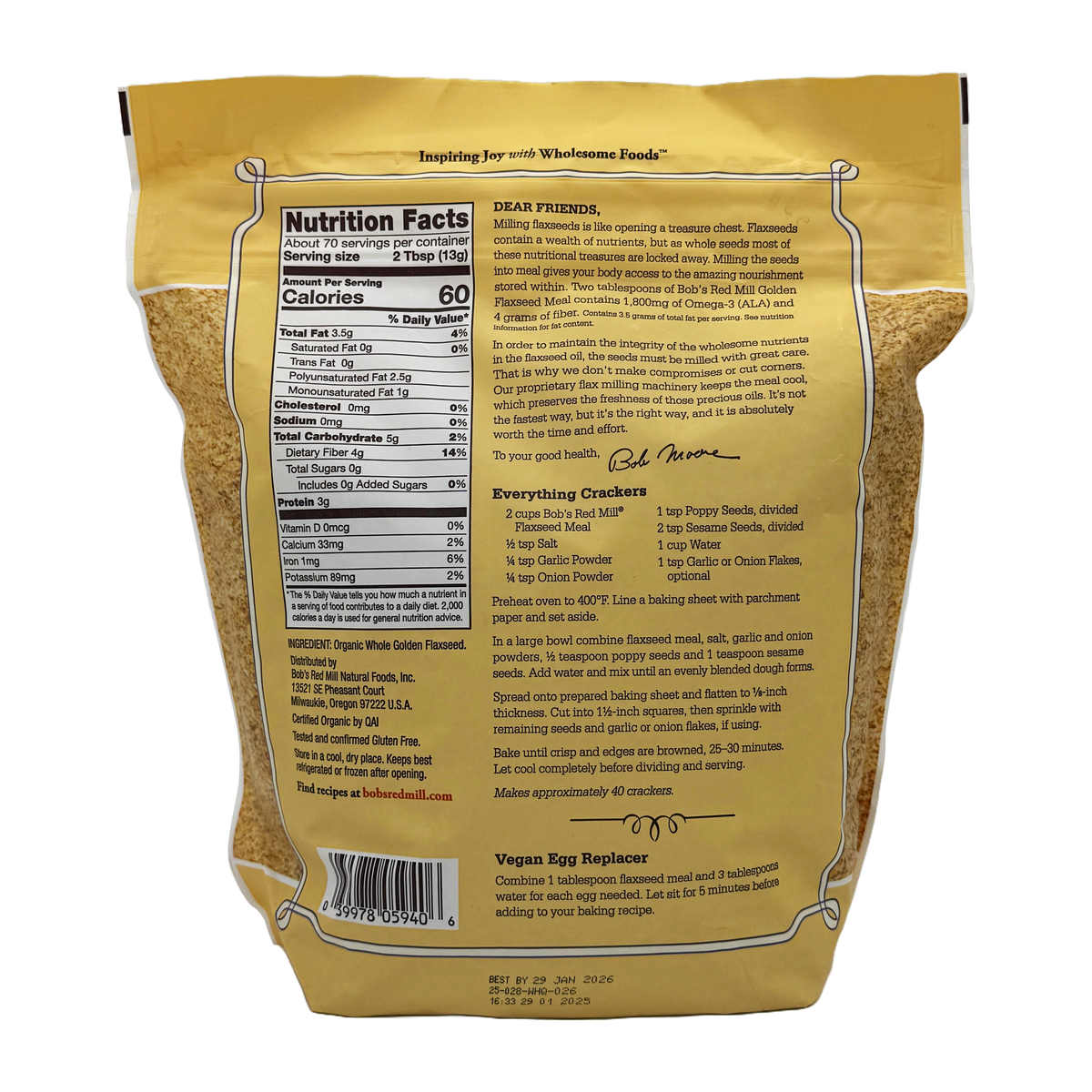 Bob's Red Mill Flaxseed Meal, Golden Organic 32 oz