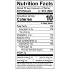 A nutrition facts label displays information about a food product, including serving size, calories, and nutrient content such as total fat, sodium, carbohydrates, and vitamins.