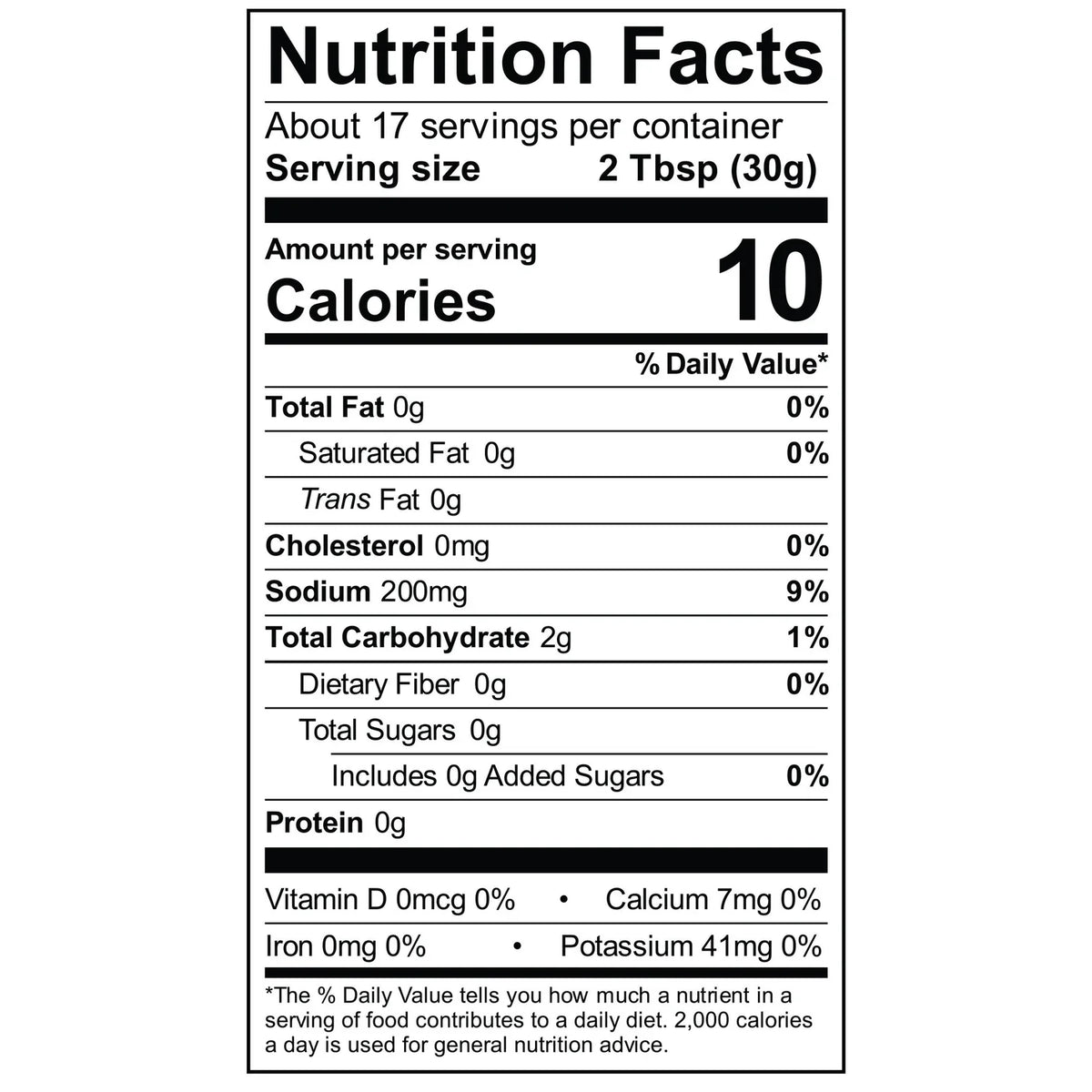 A nutrition facts label displays information about a food product, including serving size, calories, and nutrient content such as total fat, sodium, carbohydrates, and vitamins.