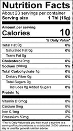 Nutrition facts label displaying serving size, calories, and nutrient content, including total fat, cholesterol, sodium, carbohydrates, protein, vitamins, and minerals for an eCommerce product.