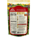 The back of a Birch Benders pancake mix package displays nutrition facts, preparation instructions, and a colorful landscape design, emphasizing that it is a gluten-free, paleo-friendly product.