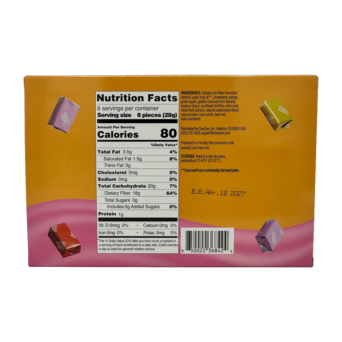 Ingredients for ChocZero Fruit Chews, 8 oz