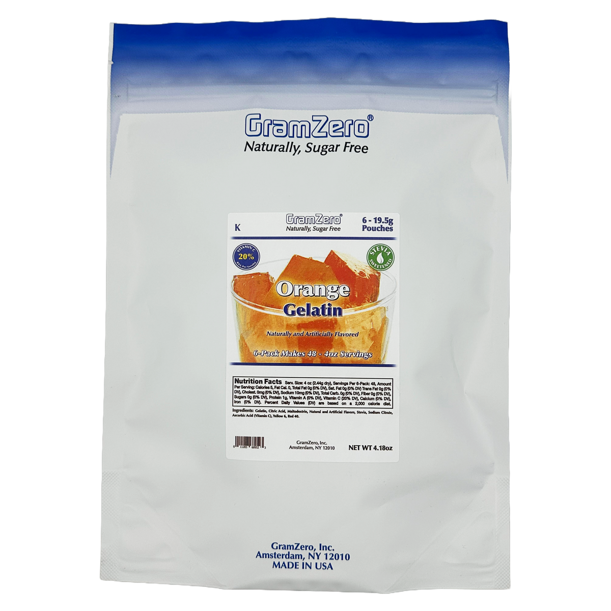 GramZero Stevia Sweetened Sugar Free Gelatin Mix - Orange