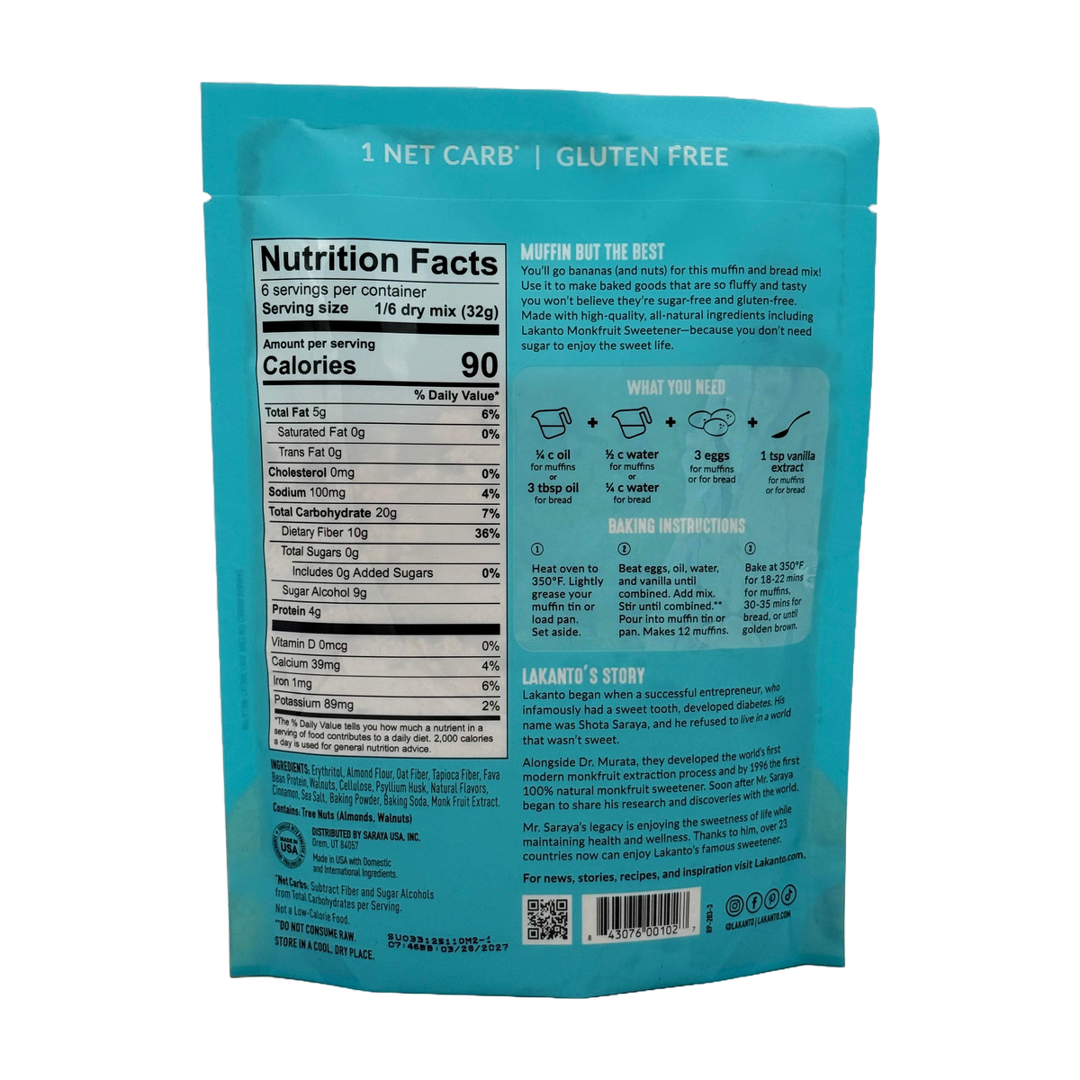 Lakanto Sugar Free Muffin & Bread Mix - Banana Nut, 6.77 oz