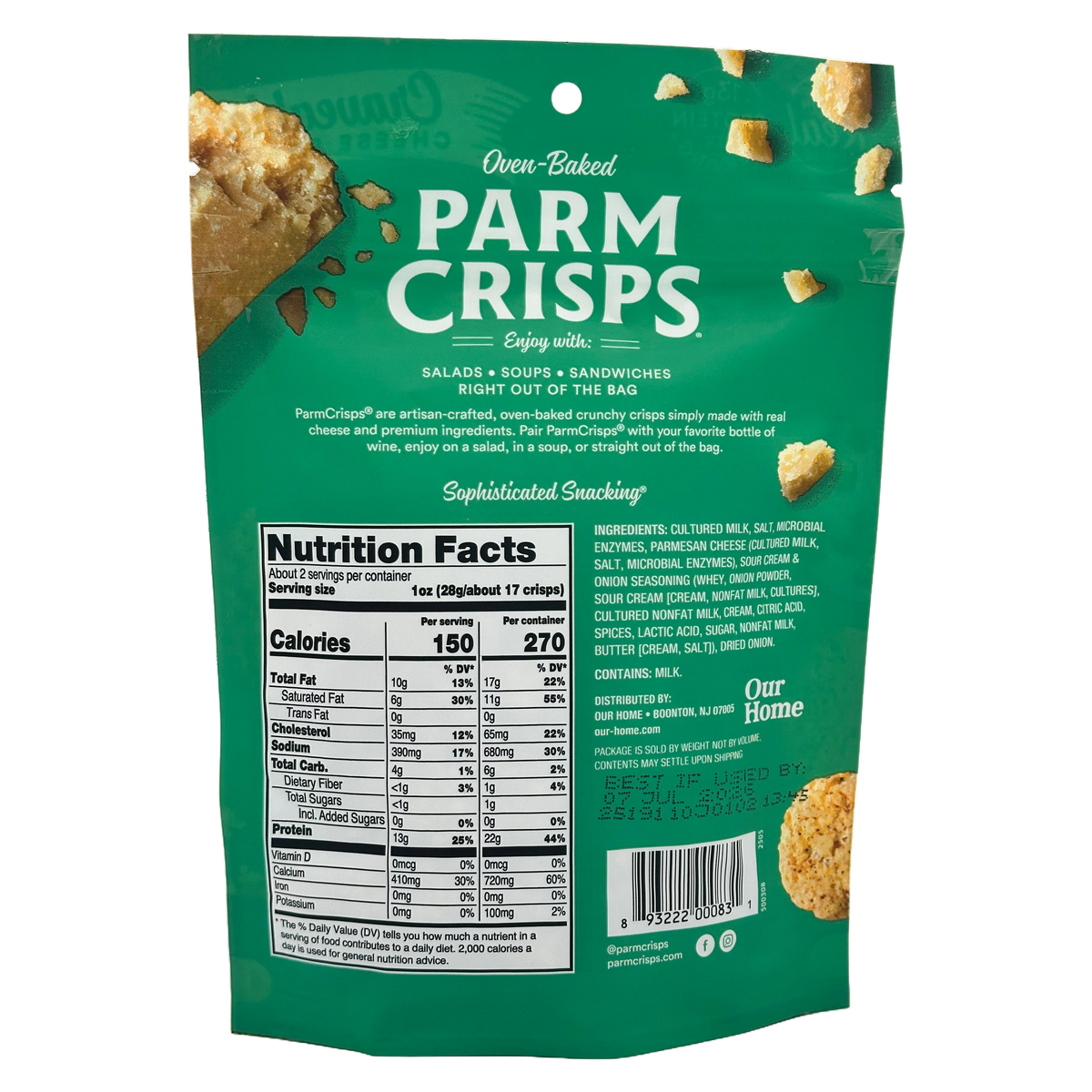 ParmCrisps Oven-Baked Parm Crisps - Bite-Sized Sour Cream & Onion