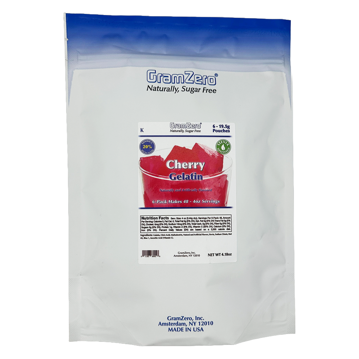 GramZero Stevia Sweetened Sugar Free Gelatin Mix - Cherry
