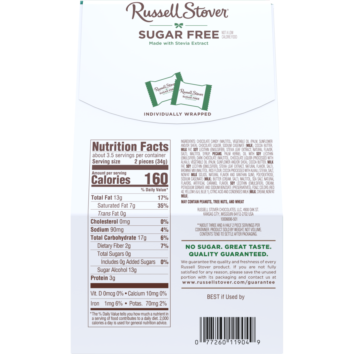 Russell Stover Sugar Free Dessert Bites - Caramel Pecan Brownie Truffle with Sea Salt (4.2 oz)