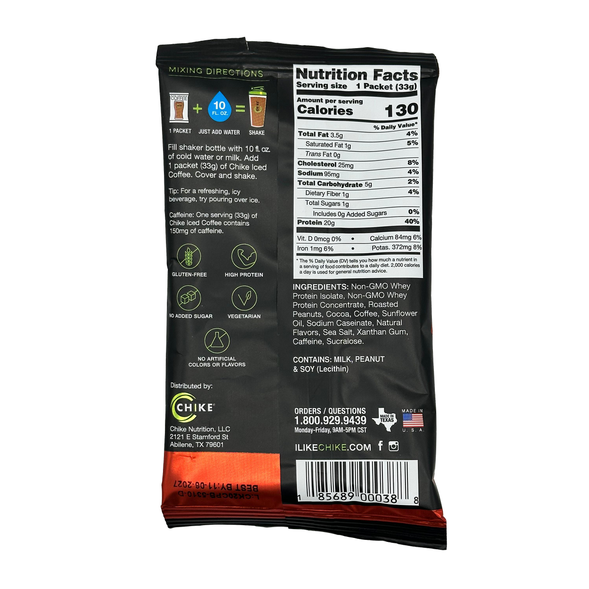 Chike Nutrition High Protein Iced Coffee Single Serving Packets - Chocolate Peanut Butter, One Packet