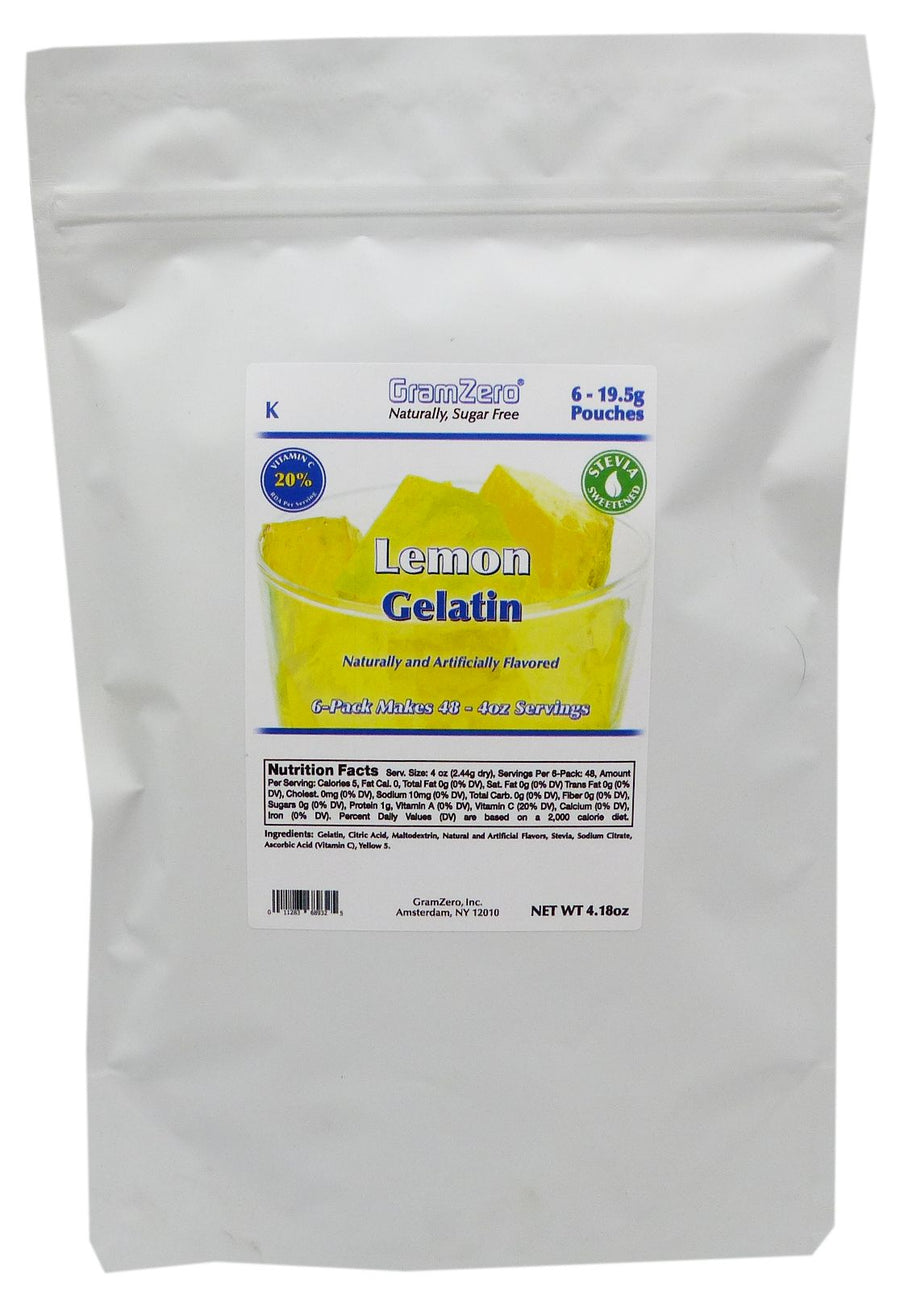 GramZero Stevia Sweetened Sugar Free Gelatin Mix - Lemon 6 pouches