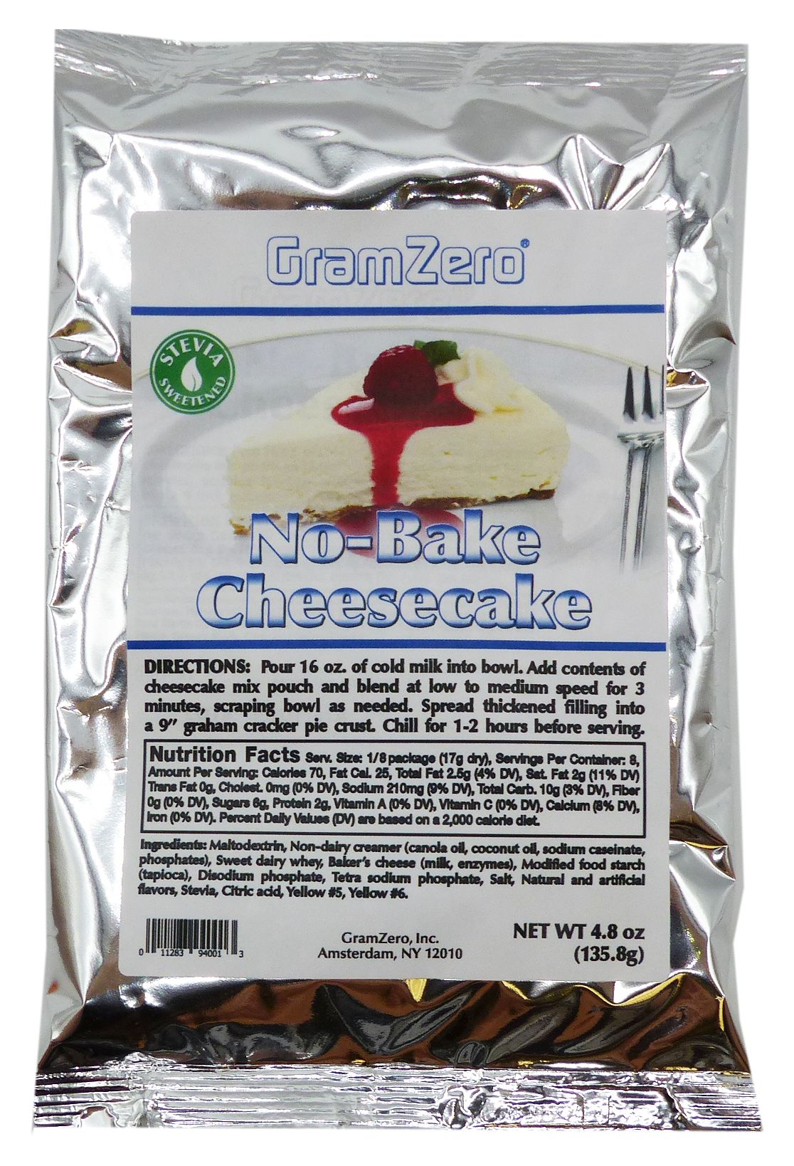 GramZero Stevia Sweetened No Bake Cheesecake - 4.8 oz