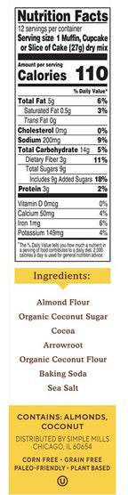Simple Mills Chocolate Muffin & Cake Almond Flour Mix 11.2 oz
