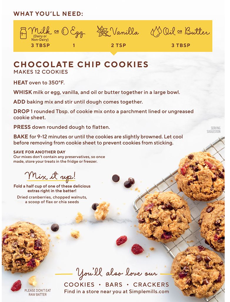 Simple Mills Chocolate Chip Cookie Almond Flour Mix 9.4 oz