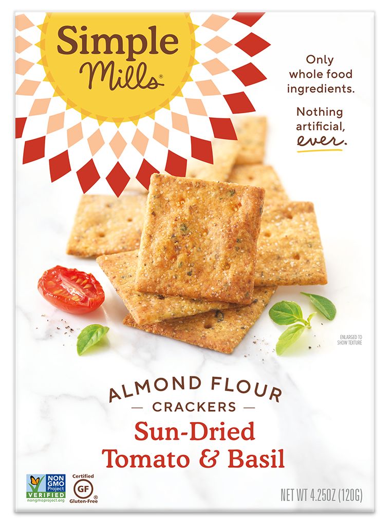 Simple Mills Almond Flour Crackers - Sun-dried Tomato & Basil, 4.25 oz