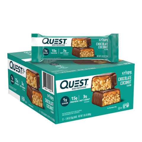 Quest Nutrition Hero Crispy Protein Bar in Chocolate Coconut, product image 1.