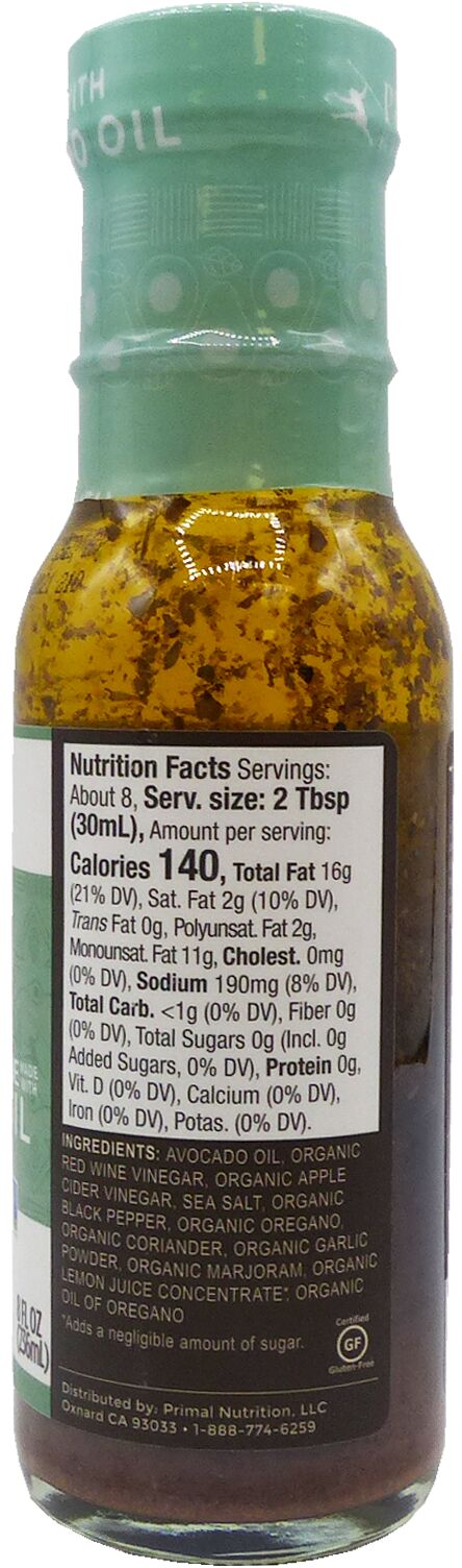 Primal Kitchen Avocado Oil Vinaigrette & Marinade - Greek 8 fl oz