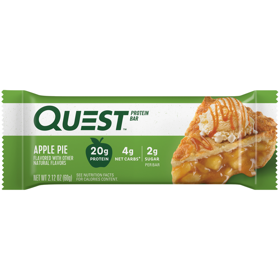 Front package of Quest Protein Bar, Apple Pie / 1 Bar