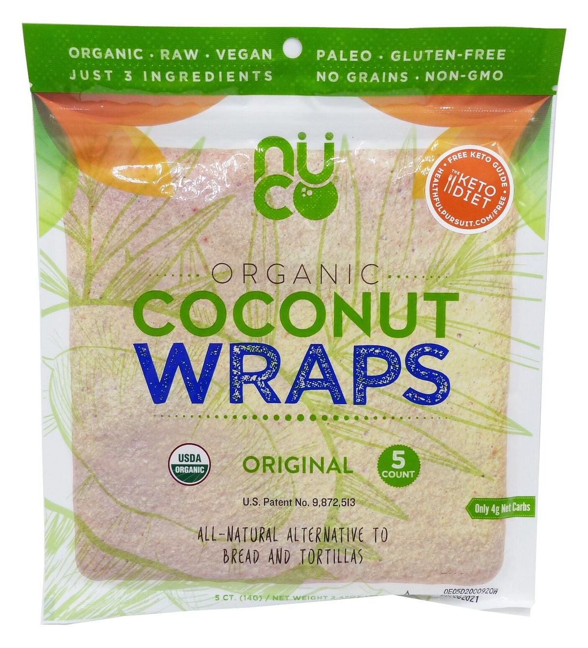 Nuco Coconut Wraps - 5 wraps, Organic, Original