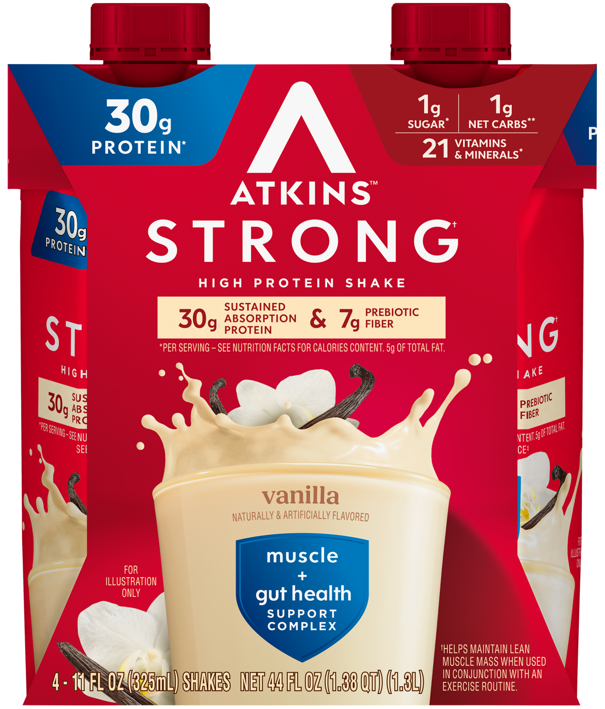Atkins Nutritionals Strong Protein & Fiber Ready-to-Drink Shakes - Vanilla