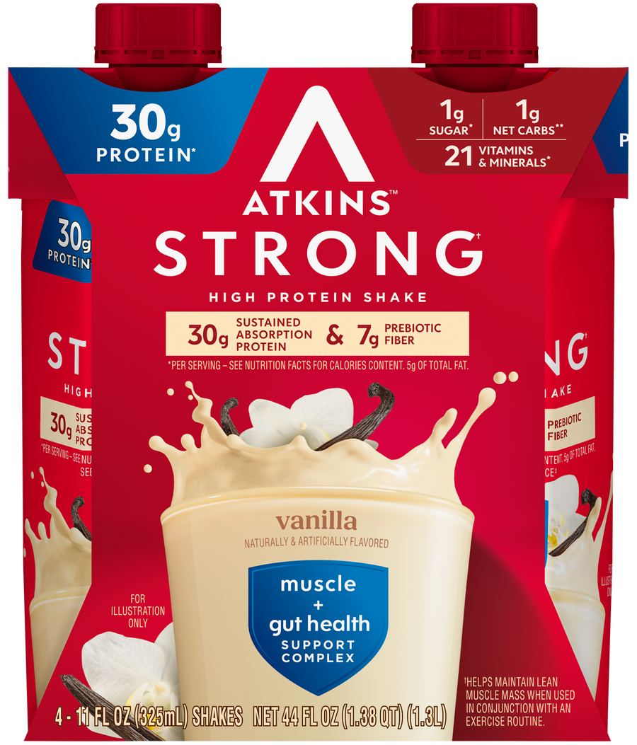 Atkins Nutritionals Strong Protein & Fiber Ready-to-Drink Shakes - Vanilla