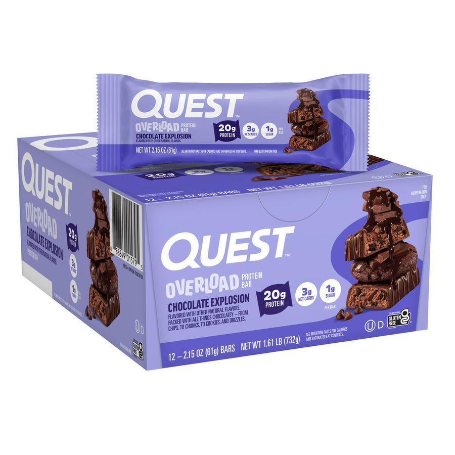 Quest Nutrition Overload Protein Bar in Chocolate Explosion, product image 1.
