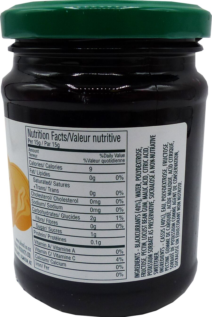 Jok n Al Low Calorie Fruit Spread - Blackcurrant 10 oz.