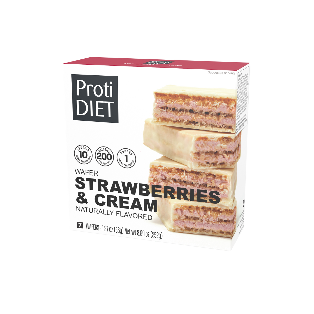 Proti Diet Coated Protein Wafer Bars, Strawberries & Cream Flavor, 7 Bars - 1-Pack