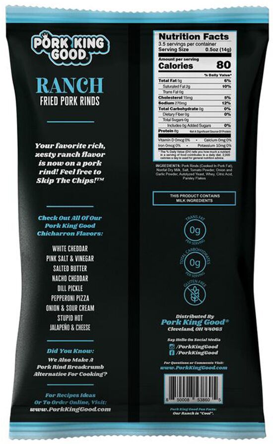 Pork King Good Fried Pork Rinds, 1.75 oz - Ranch