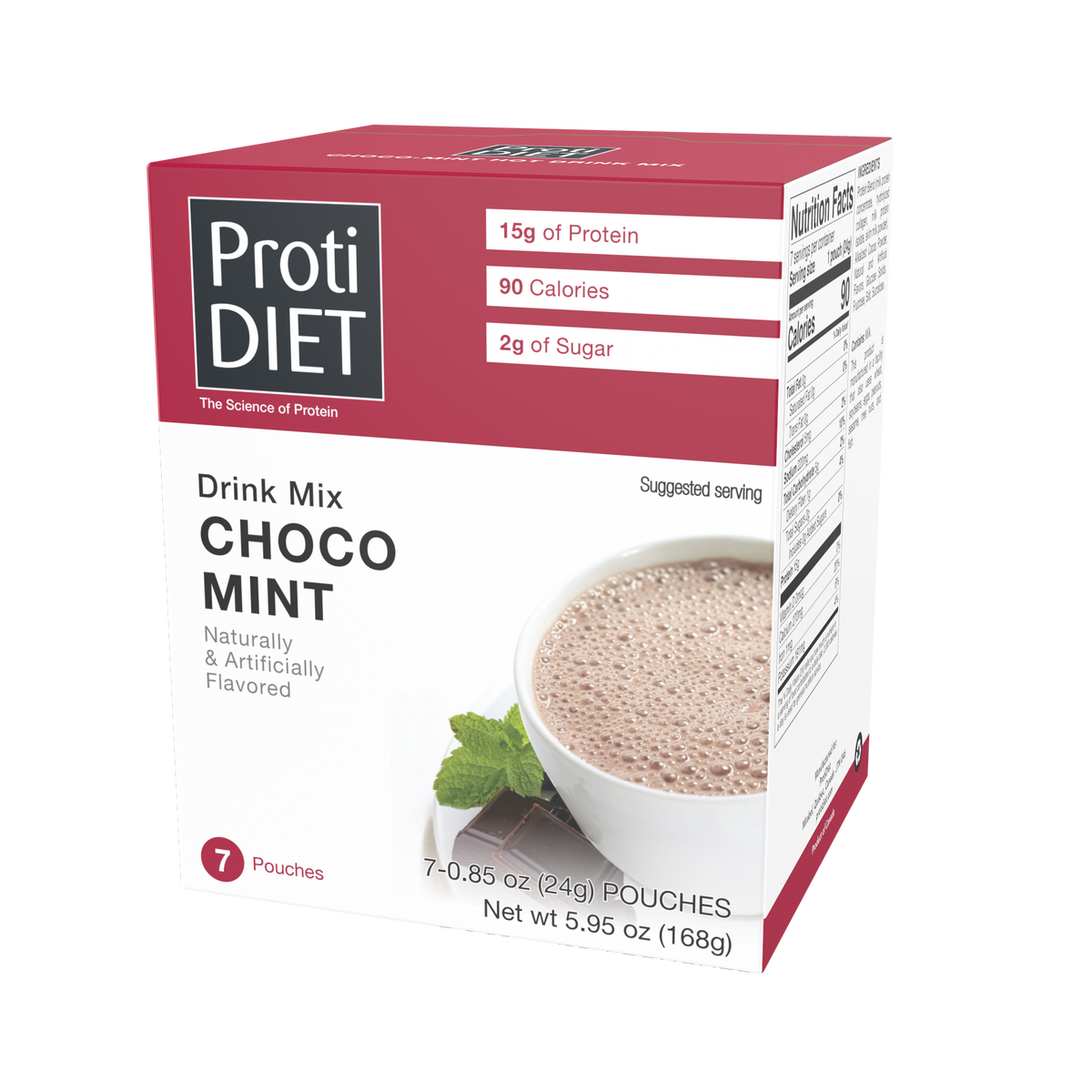 Proti Diet Protein Hot Chocolate Mix, Choco Mint, 7 Pouches - 1-Pack