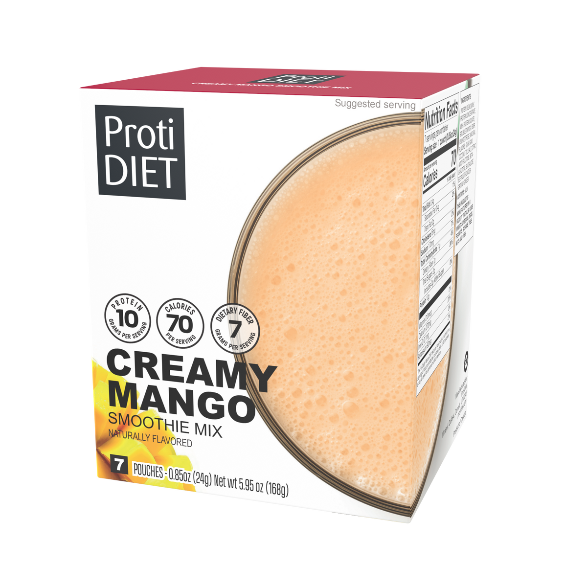 Proti Diet Protein Smoothie Mix, Creamy Mango, 7 Pouches - 1-Pack