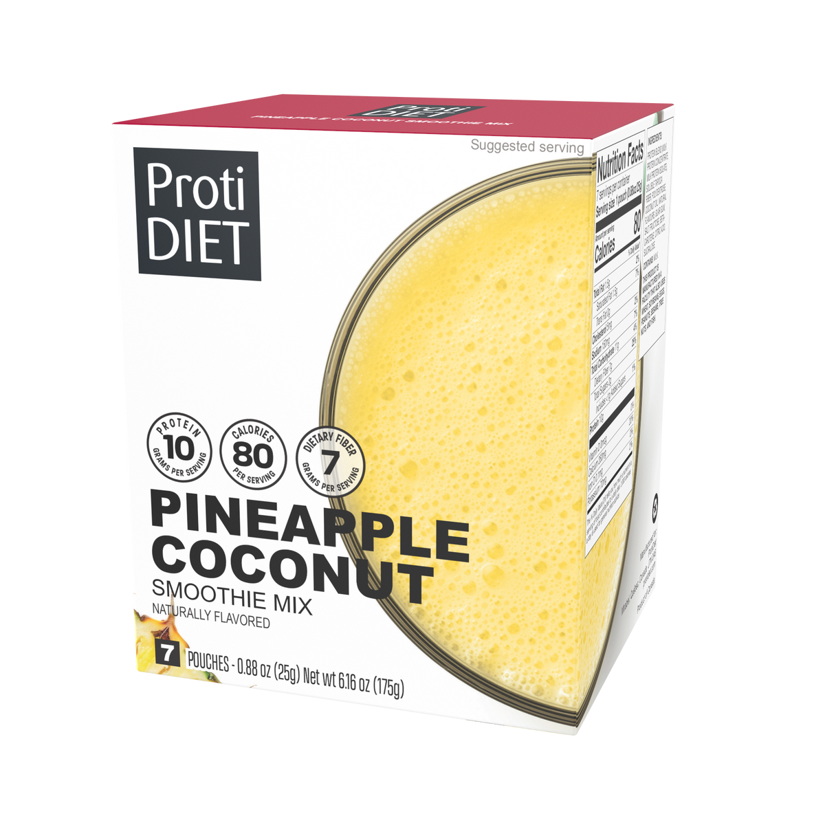 Proti Diet Protein Smoothie Mix, Pineapple Coconut, 7 Pouches - 1-Pack