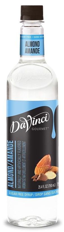 Front package of Da Vinci Sugar Free Syrup, Almond / One Bottle (750ml/25.4 fl oz.)