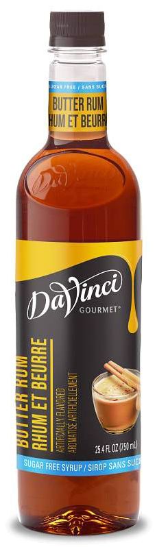 Front package of Da Vinci Sugar Free Syrup, Butter Rum / One Bottle (750ml/25.4 fl oz.)