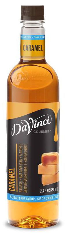 Front package of Da Vinci Sugar Free Syrup, Caramel / One Bottle (750ml/25.4 fl oz.)