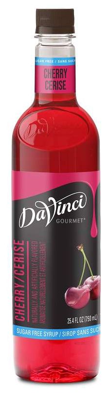 Front package of Da Vinci Sugar Free Syrup, Cherry / One Bottle (750ml/25.4 fl oz.)
