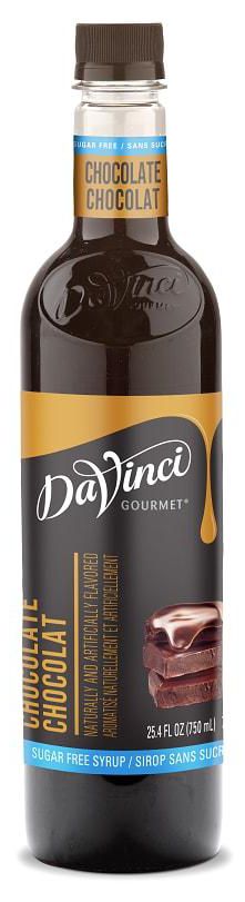 Front package of Da Vinci Sugar Free Syrup, Chocolate / One Bottle (750ml/25.4 fl oz.)