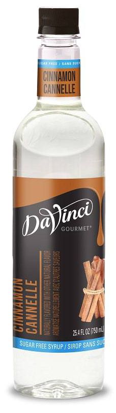 Front package of Da Vinci Sugar Free Syrup, Cinnamon / One Bottle (750ml/25.4 fl oz.)