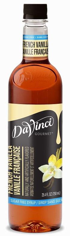 Front package of Da Vinci Sugar Free Syrup, French Vanilla / One Bottle (750ml/25.4 fl oz.)