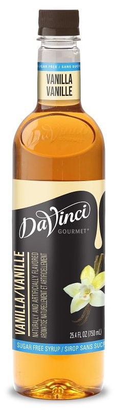 Front package of Da Vinci Sugar Free Syrup, Vanilla / One Bottle (750ml/25.4 fl oz.)