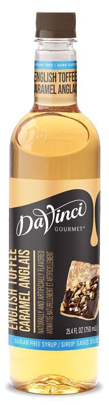 Front package of Da Vinci Sugar Free Syrup, English Toffee / One Bottle (750ml/25.4 fl oz.)