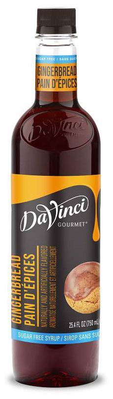 Front package of Da Vinci Sugar Free Syrup, Gingerbread / One Bottle (750ml/25.4 fl oz.)