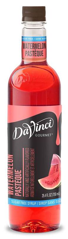 Front package of Da Vinci Sugar Free Syrup, Watermelon / One Bottle (750ml/25.4 fl oz.)
