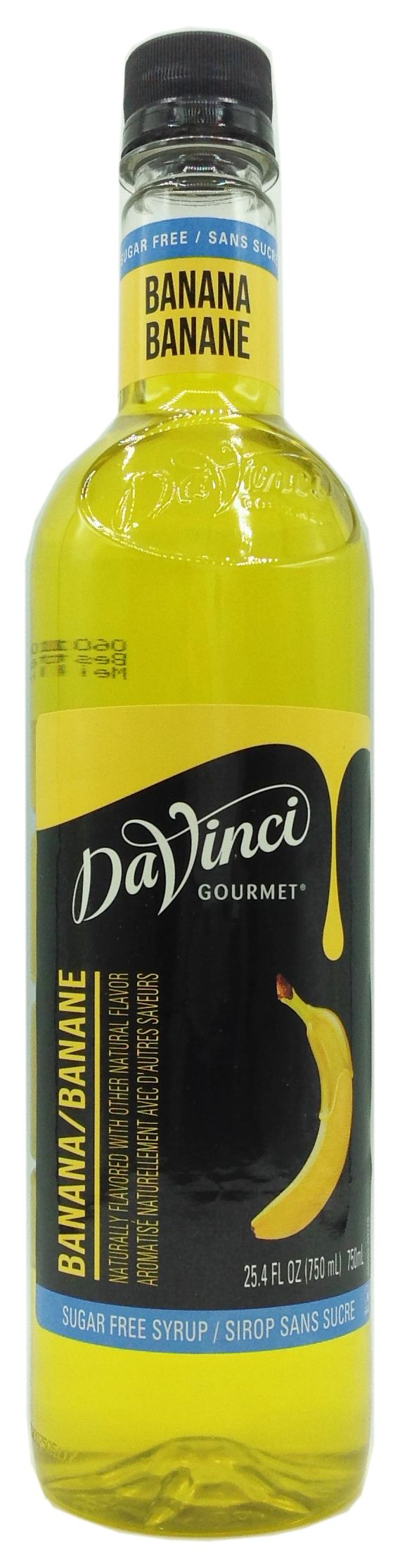 Front package of Da Vinci Sugar Free Syrup, Banana / One Bottle (750ml/25.4 fl oz.)
