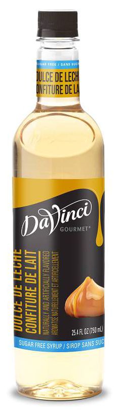 Front package of Da Vinci Sugar Free Syrup, Dulce de leche / One Bottle (750ml/25.4 fl oz.)