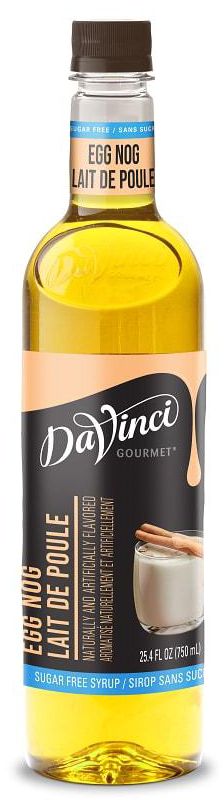 Front package of Da Vinci Sugar Free Syrup, Egg Nog / One Bottle (750ml/25.4 fl oz.)