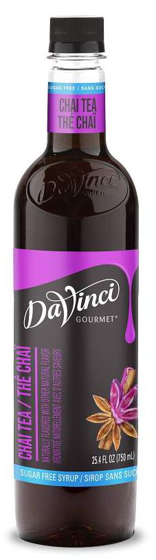 Front package of Da Vinci Sugar Free Syrup, Chai Tea / One Bottle (750ml/25.4 fl oz.)