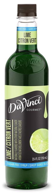Front package of Da Vinci Sugar Free Syrup, Lime / One Bottle (750ml/25.4 fl oz.)